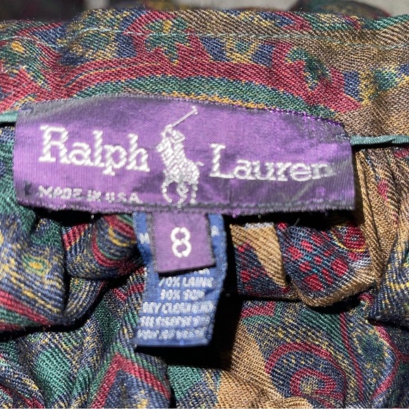 Ralph Lauren Purple Label Wool and Silk Blend  Paisley Equestrian Skirt - Picture 4 of 9